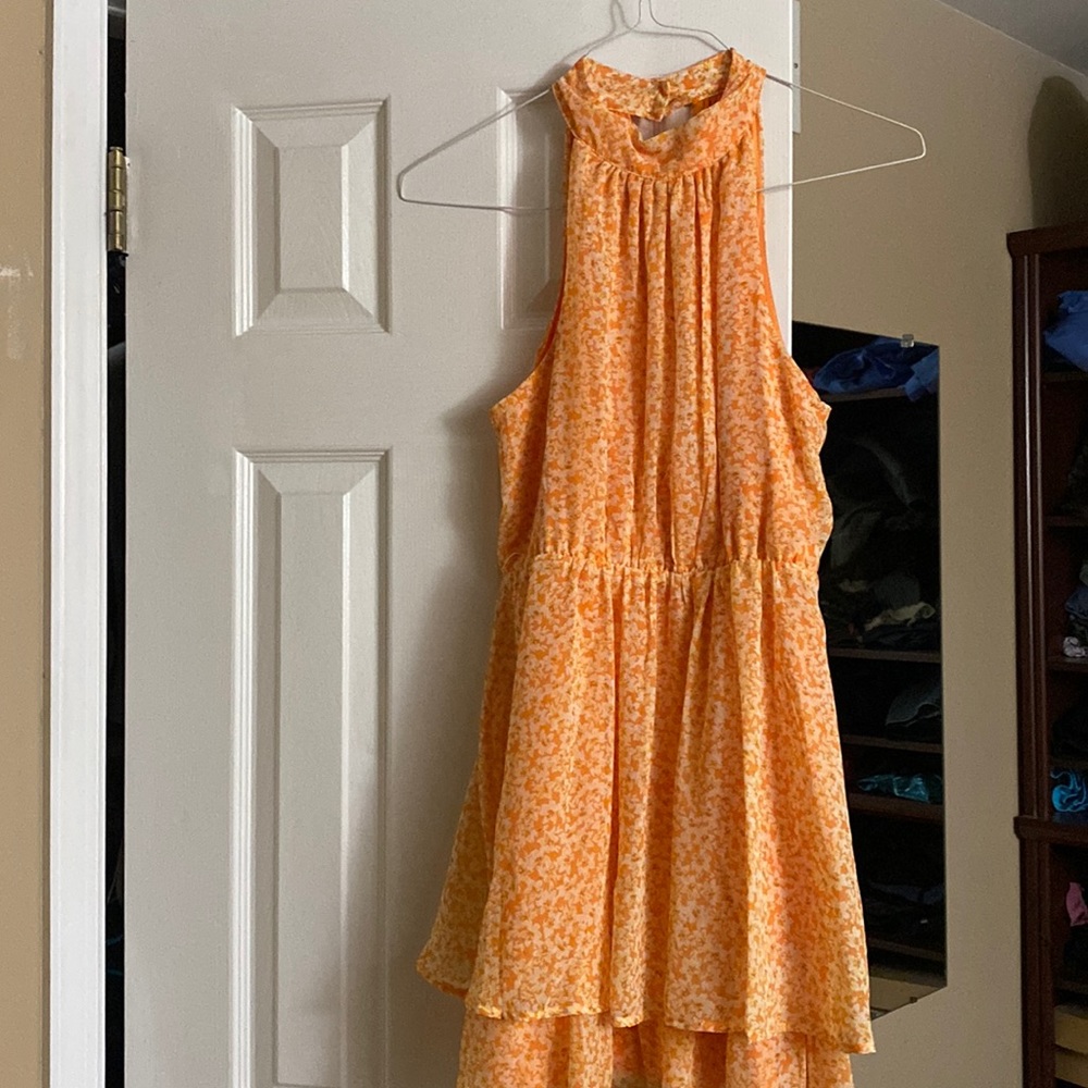 Orange floral dress